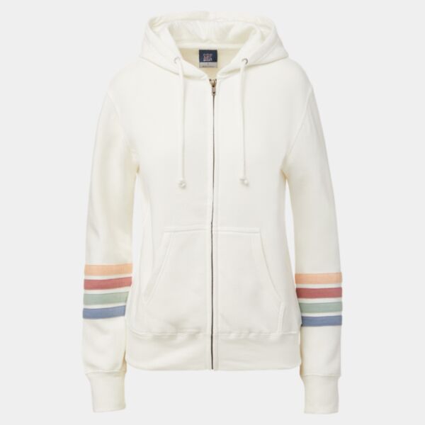 Women's Striped Sleeves Full-Zip Hooded Sweatshirt Thumbnail