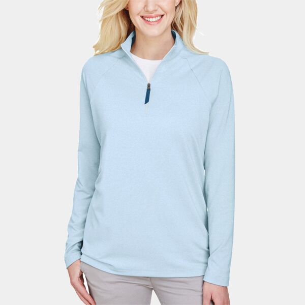 Women's CrownLux Performance® Clubhouse Micro-Stripe Quarter-Zip Pullover Thumbnail