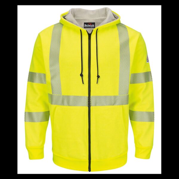 Men's Tall Hi-Visibility Zip-Front Hooded Fleece Sweatshirt with Waffle Lining Thumbnail